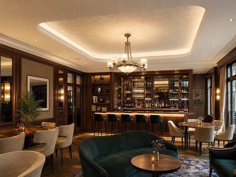 Plafond tendu noir bar lounge